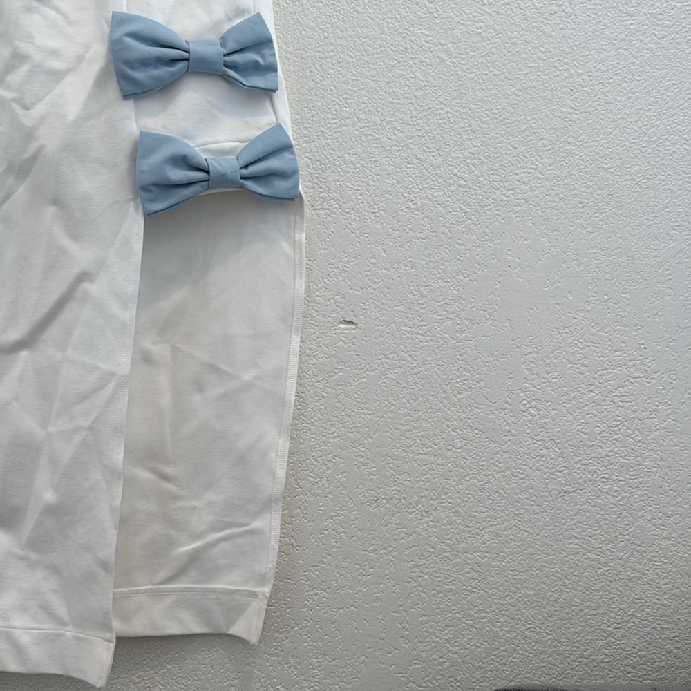 NWT BHLDN - Strapless Side-Bow Asymmetrical Midi Dress - White and Blue - Size M - Picture 8 of 9